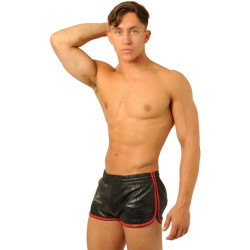 MK Toys Short en cuir Fist Noir-Rouge